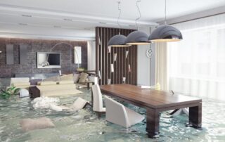 Flooded business lobby