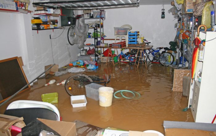 Flooded floor of basement