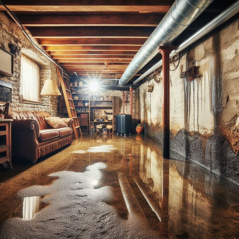 Basement with water leaking through walls