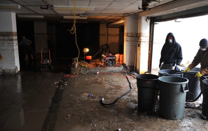 Cleaning out a sewage damaged basement