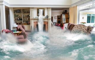 Water gushing into living room