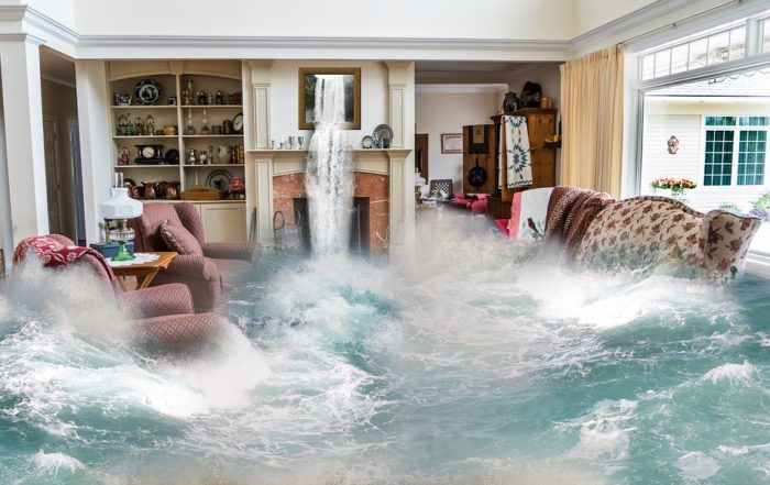 Water gushing into living room