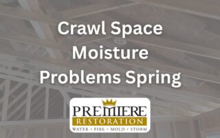 Crawl space beneath a Minnesota home showing damp soil and vapor barrier during early spring preparation for crawl space moisture problems spring conditions.