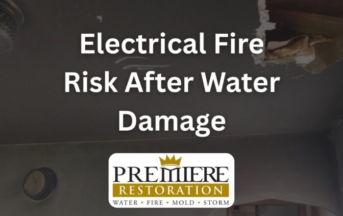 Electrical panel in a Minnesota home inspected after storm-related water intrusion to assess electrical fire risk after water damage.