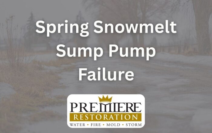 Basement sump pump system running during heavy spring snowmelt, illustrating spring snowmelt sump pump failure risk in a Minnesota home.